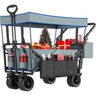 Heavy-duty Outdoor Collapsible Wagon   Removable Canopy W handles   Wheels blue
