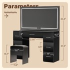 Makeup Vanity Desk Set With Large Led Lighted Mirror   Power Outlet 46   Black