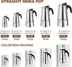 2 Cup Stovetop Espresso Maker Stainless Steel Moka Pot Stove Top Percolator Ital