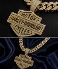 Harley Davidson Gold Bling Pendant   24  Chain Brand New Usa Seller