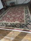 Hand Knotted Oriental Rug 10x14 Red Black Beige Floral Persian Mint Condition