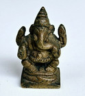 Antique 19thc Solid Bronze Figurine Hindu Gog Ganesha