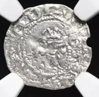 Hungary  Queen Maria 1382-1395 Ad  Scarce Medieval Silver Denar Coin  Ngc Ms Unc
