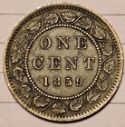 1859 Canada One Cent Bronze Coin Victoria - See All Photos - Canadian Large Cent