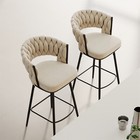 Set Of 2 Swivel Bar Stools Linen Bar Chairs Kitchen Counter Height Dining Chairs