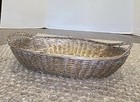 Vtg Silver Plate Woven Wire Bread fruit Basket 2 Handles Patina    gold    Hue 11 5   