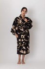 Japanese Kimono Women Cherry Blossoms   Butterfly Cotton Short Robe Made In Japa