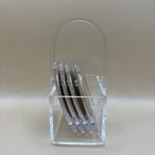 Vintage Mid Century Clear Lucite Coasters With Cork    Caddy set Of 4 Coasters