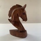 Vintage Hand Carved Solid Wood Horse Head Bust Statue Figurine 6    Rustic Decor