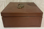 Brown Metal Cash Box - 4   x9   x9    - With Lock   Key
