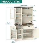 67 7  Farmhouse Tall Kitchen Pantry Storage Cabinet With Power Outlet Cupboard