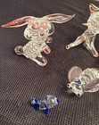 Lot Of Vintage Hand Blown Spun Glass Cat And Mouse Figures 