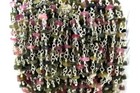 Gold Plated Multi Tourmaline wire Wrapped Rosary Style Beaded Chain Jewelry