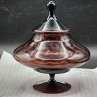 Likely Vintage Empoli 6 5  Amethyst Crystal Genie Style Bottle Vase Urn Compote