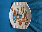 Vintage Mid Century Modern Ceramic Ashtray Catchall Surfboard Surf Art Pottery