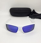 Oakley Custom Gascan Polished White Blue Icons  galaxy Blue Polarized Authentic 