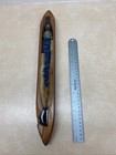 Sh-754   Antique Wooden  Weaving Boat Shuttle   Loom 17 1 2  Metal Tips Vintage