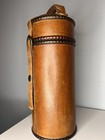 Vintage Leather Wine Bottle Carrier Case Brass Buckle Travel Bar Decor