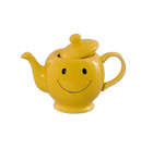 Yellow Ceramic Teapot Smiling Happy Face Planter Brand New In Box