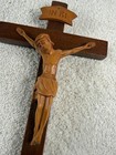 Vintage Wood Wall Crucifix Inri Jesus Christ Cross Carved Catholic Christian