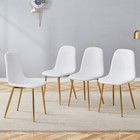 Set Of 4 Modern Dining Chair Linen Upholstered Kitchen Chairs With Metal Legs