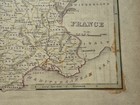 1835 T g  Bradford Antique Hand Colored Map Of France Original Engraving - Good