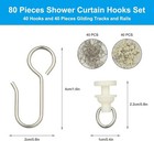 80 Pcs Curtain Hooks And Gliders Window Curtain Bathroom Shower Stainless Steel
