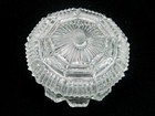 Vintage Pressed Glass Powder Jar W lid  9-sided  Notched Base  2 75   Fin Handle