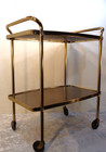 Vtg Mid Century Modern Brown Cosco Rolling 2 Tier Kitchen Utility Bar Cart Stand