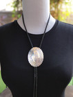Native American Navajo Vintage Oval Sterling Silver Concho Style Bolo Tie