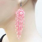 Handmade Beaded Pink Seed Bead Earrings