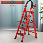 Step Folding Ladder Heavy Duty 500lb Capacity Portable Non Slip Black