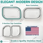 Stainless Steel Bento - Tiered Lunch For Adults - 2 Compartments Metal Food C   