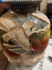 Nippon Antique 1870-1910 Meiji Vase Moriage Satsuma Landscape