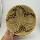 Coiled Woven Basket 9in Natural Brown Excellent Geometric Boho Tribal