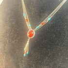 Southwestern Native 925 Qt Sterling Silver Coral Turquoise Necklace