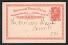 Canada Newfoundland 1899 Upu Postal Card To Toronto  Bank Of Nova Scotia