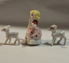 Miniature Vintage Hagen Renaker  Little Bo Peep With Two Lambs Figurines