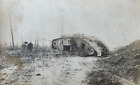 Ww1 German Soldier No Mans Land W horse   British Mrk 4 Tank Photo Postcard Rppc