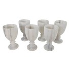 Vtg White Marble Decanter Tray With 6  Cordial Glasses     7 Piece Barware Set