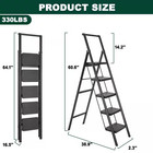 Black Metal Foldable Non-slip 5-step Ladder 5 Ft  Reach  Load-bearing 330 Lbs  