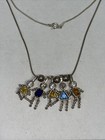 Child Or Grandchild Charm Necklace 2 Boys 3 Girls Blue yellow Rhinestones 925
