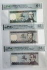 Lithuania 100  500  1000 Litu 1991  1994 Unc  Pmg 64-65 Same Serial Numbers   