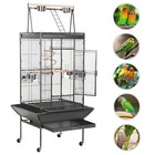 68 61-inch Large Parrot Bird Cage With Playtop rolling Stand bungee Rope  Black