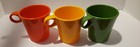 Vintage Retro Mcm Deka Plastics Mugs   Orange  Green And Yellow 