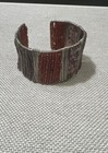 Vtg Handmade Wire Wrap Glass Beads Cuff Bracelet Smokey Amethyst Amber Boho Y2k