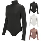 Women s Ladies Turtle Neck Bodysuit Long Sleeve Solid Stretch Tops T-shirt S-xl