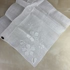 Vtg Hankie W  Tag Madeira Linen Cotton Embroidered Handkerchief Open Stitch