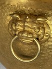 Large Antique Chinese Hammered Brass Planter Pot W  Foo Dog Handles 12 5  X 9    H