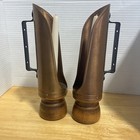 Vtg Copper Chamber Candle Stick Holder With Wood Base   Cast Iron Handle